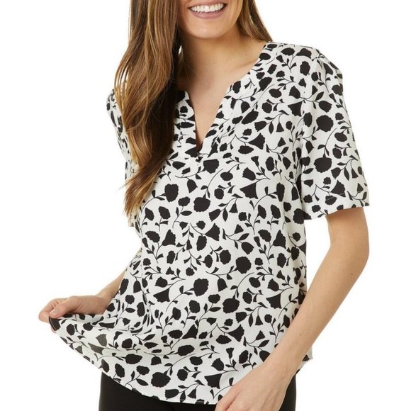 New Premise Floral Print Short Sleeve Top - Picture 1 of 7